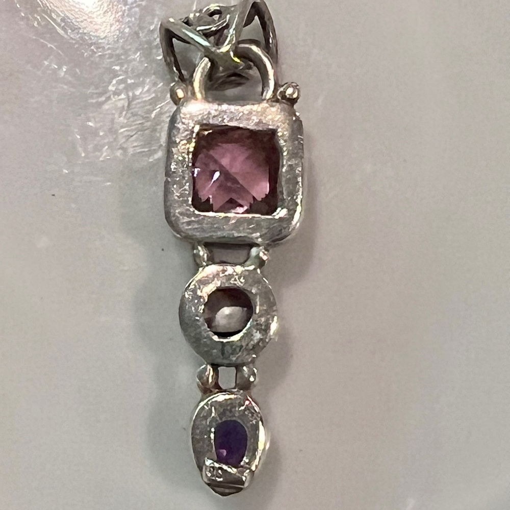 Boutique Super Silver Monterey 925 Sterling Purple Stone Pendant - Picture 3 of 8